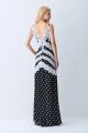 Imagem adicional 2 do item Vestido longo Decote V Com Detalhes Em Renda Bordadas Poá Preto Zen