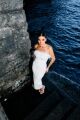 Imagem adicional 5 do item Vestido Mídi Renda Tomara Que Caia Com Plumas Off White Closet De Luxe