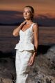 Imagem adicional 0 do item Conjunto Corset Estruturado E Saia Lápis Mídi Off White Closet De Luxe