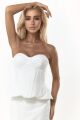 Imagem adicional 6 do item Conjunto Voil Bordado Corset Tomara Que Caia E Saia Mídi Off White Closet De Luxe