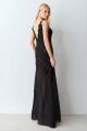 Imagem adicional 4 do item Vestido Longo Com Fluidez Detalhes Em Renda E Alça Fina Preto Zen
