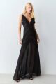 Imagem adicional 3 do item Vestido Longo Com Fluidez Detalhes Em Renda E Alça Fina Preto Zen