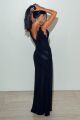 Imagem adicional 2 do item Vestido Longo Com Fluidez Detalhes Em Renda E Alça Fina Preto Zen