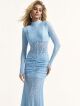 Imagem adicional 1 do item Vestido longo Renda Gola Alta Azul Limone