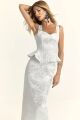 Imagem adicional 0 do item Vestido Mídi Jacquard Rosas Off White Com Prata Closet De Luxe
