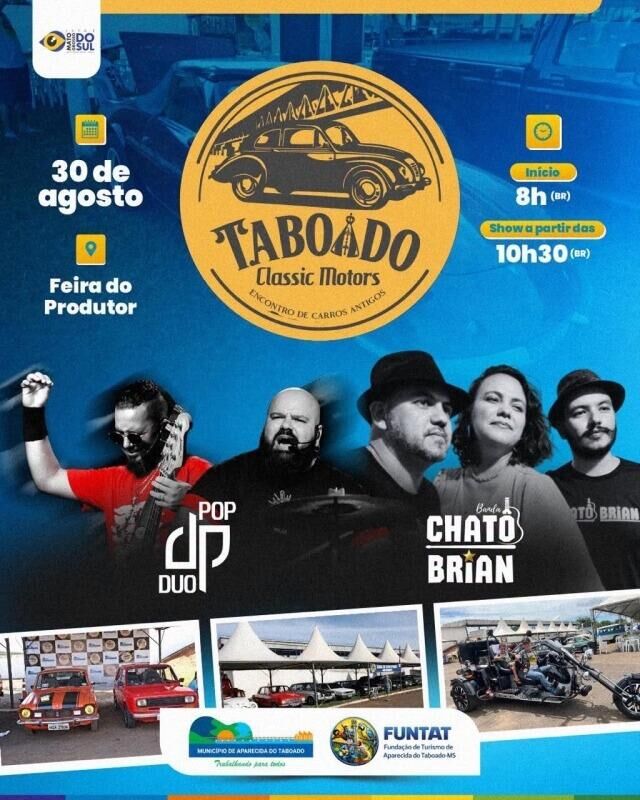 Ilustração da notícia Aparecida do Taboado recebe encontro de carros clássicos no dia 30 de agosto da MS Todo dia