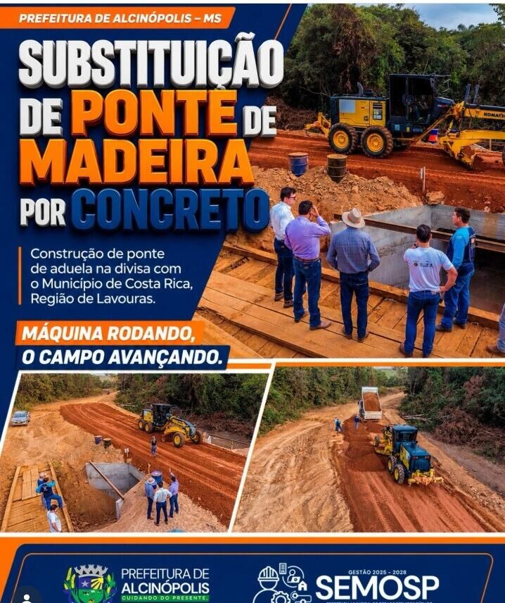 Ilustração da notícia Alcinópolis substitui ponte de madeira por estrutura de concreto na divisa com Costa Rica