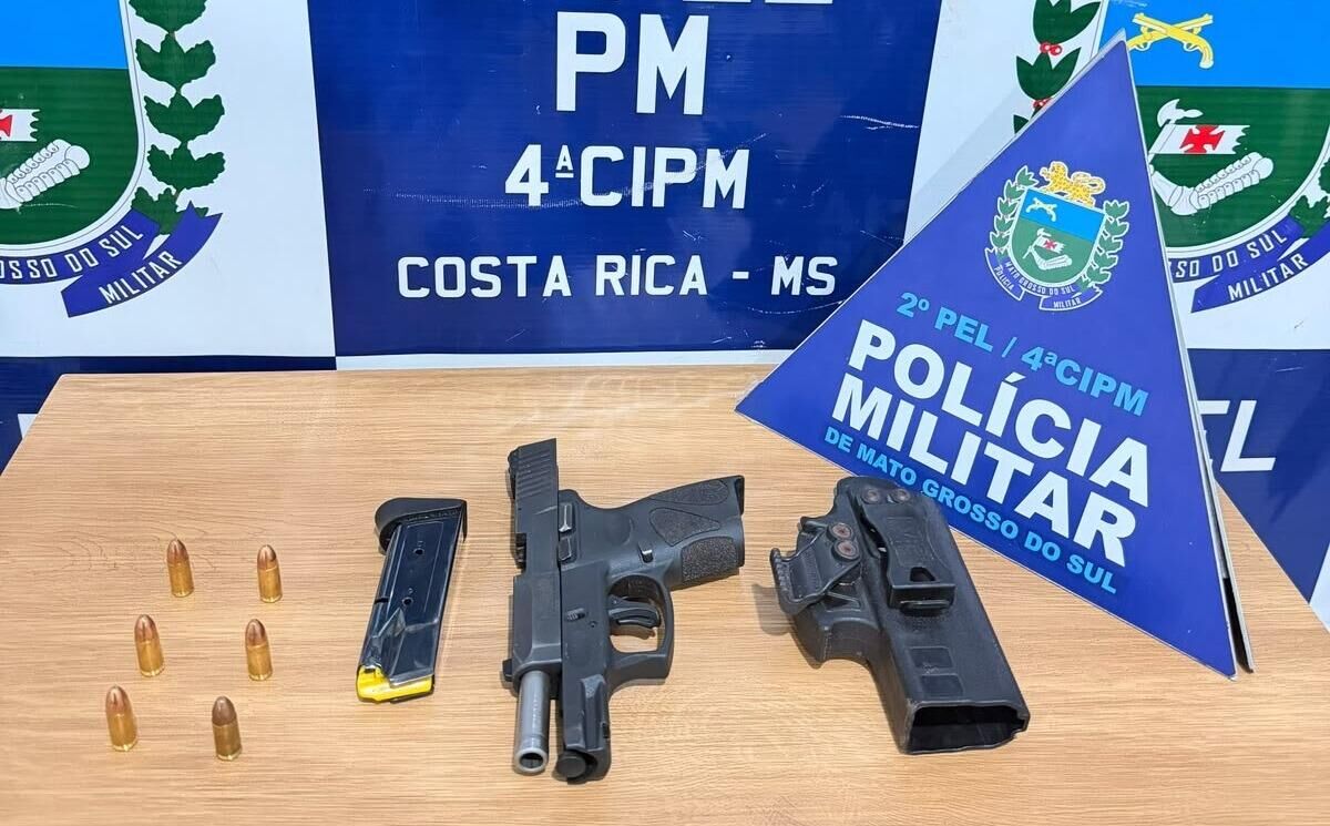 Ilustração da notícia Homem saca pistola, ameaça populares e dispara tiros após discussão em Costa Rica da MS Todo dia