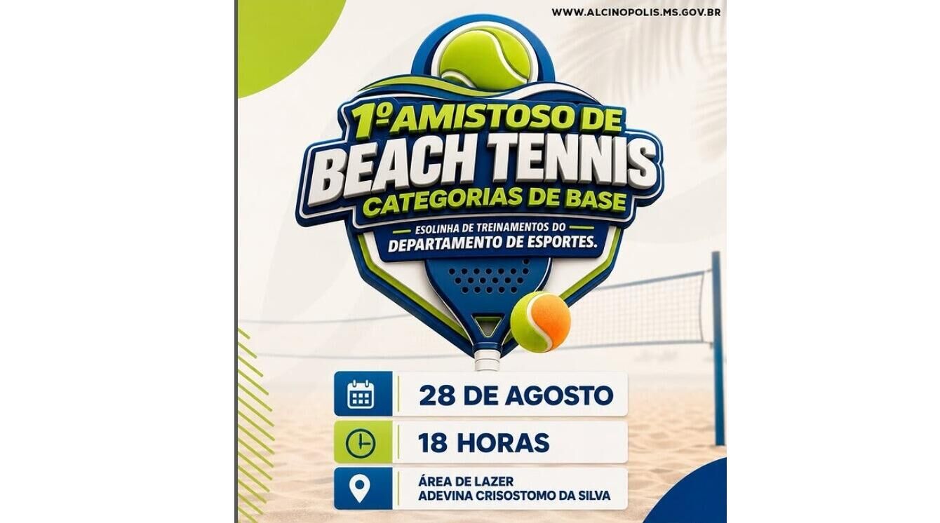 Ilustração da notícia Hoje: Alcinópolis realiza 1º Amistoso de Beach Tennis de Base da MS Todo dia