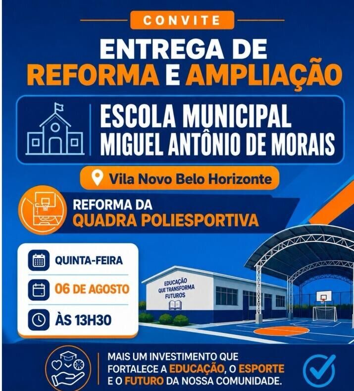 Ilustração da notícia Prefeitura inaugura reforma e ampliação de escola em Alcinópolis nesta quinta-feira