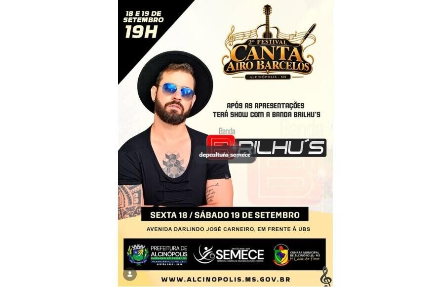 Ilustração da notícia Alcinópolis recebe 2º Festival Canta Airo Barcelos nesta sexta e sábado da MS Todo dia
