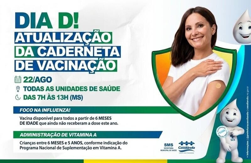 Imagem ilustrativa da matéria É amanhã! Cassilândia terá Dia D de vacinação neste sábado