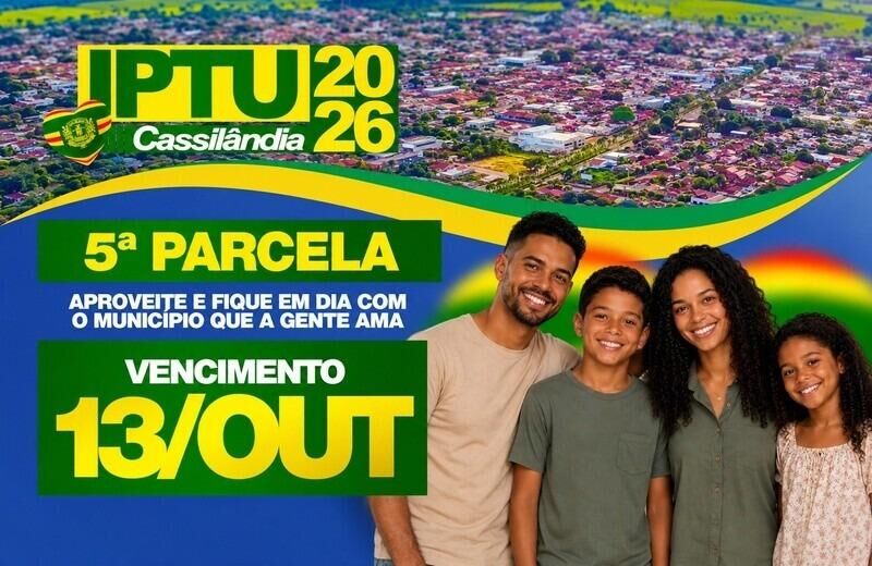 Ilustração da notícia Atenção, contribuinte! 5ª parcela do IPTU vence nesta terça-feira em Cassilândia