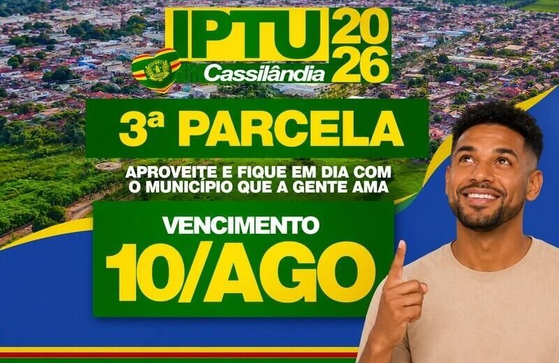 Imagem da notícia IPTU 2026: 3ª parcela vence na próxima segunda em Cassilândia