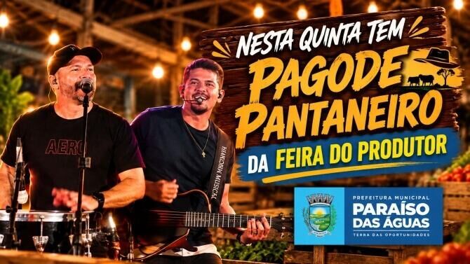 Ilustração da notícia Bora Pagodear? Grupo Rapadura anima Show na Feira nesta quinta em Paraíso das Águas da MS Todo dia