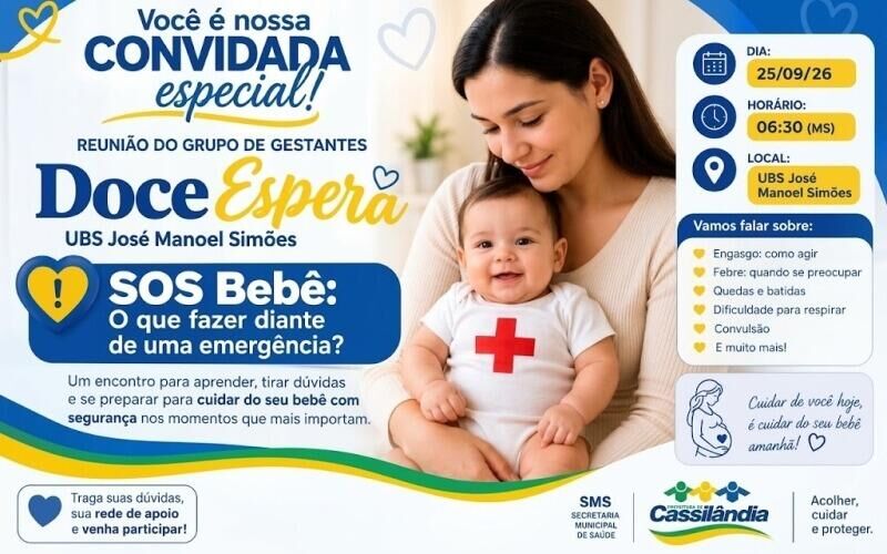 Ilustração da notícia Encontro com grupo de gestantes orienta sobre emergências com bebês nesta sexta-feira, em Cassilândia da MS Todo dia