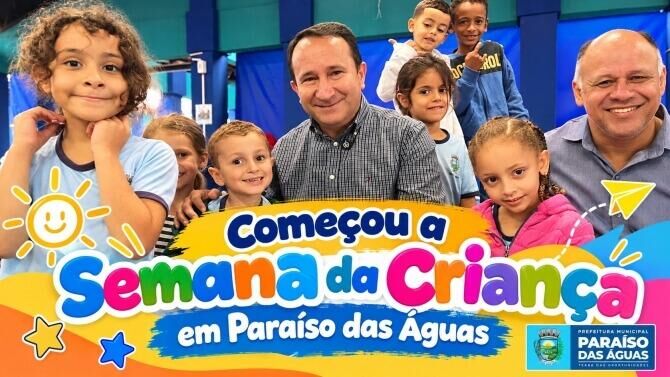 Ilustração da notícia Prefeitura de Paraíso das Águas abre Semana da Criança com parque de diversões gratuito e brinquedos da MS Todo dia