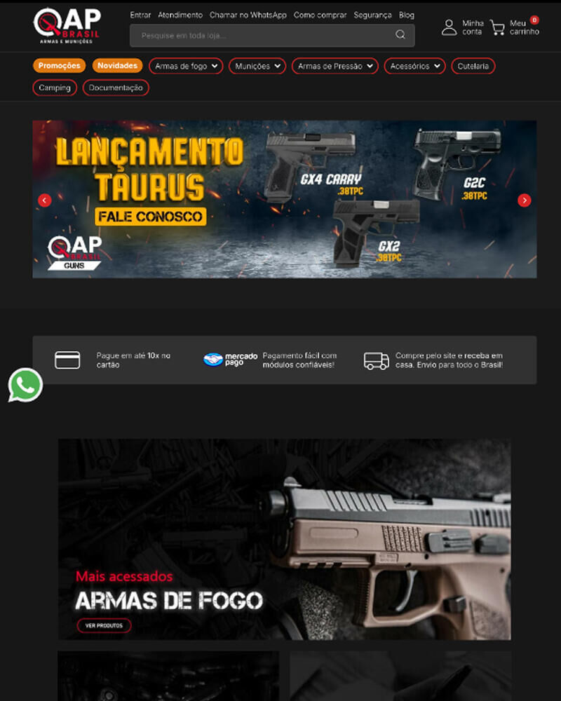 Loja virtual QAP Armas no Interago