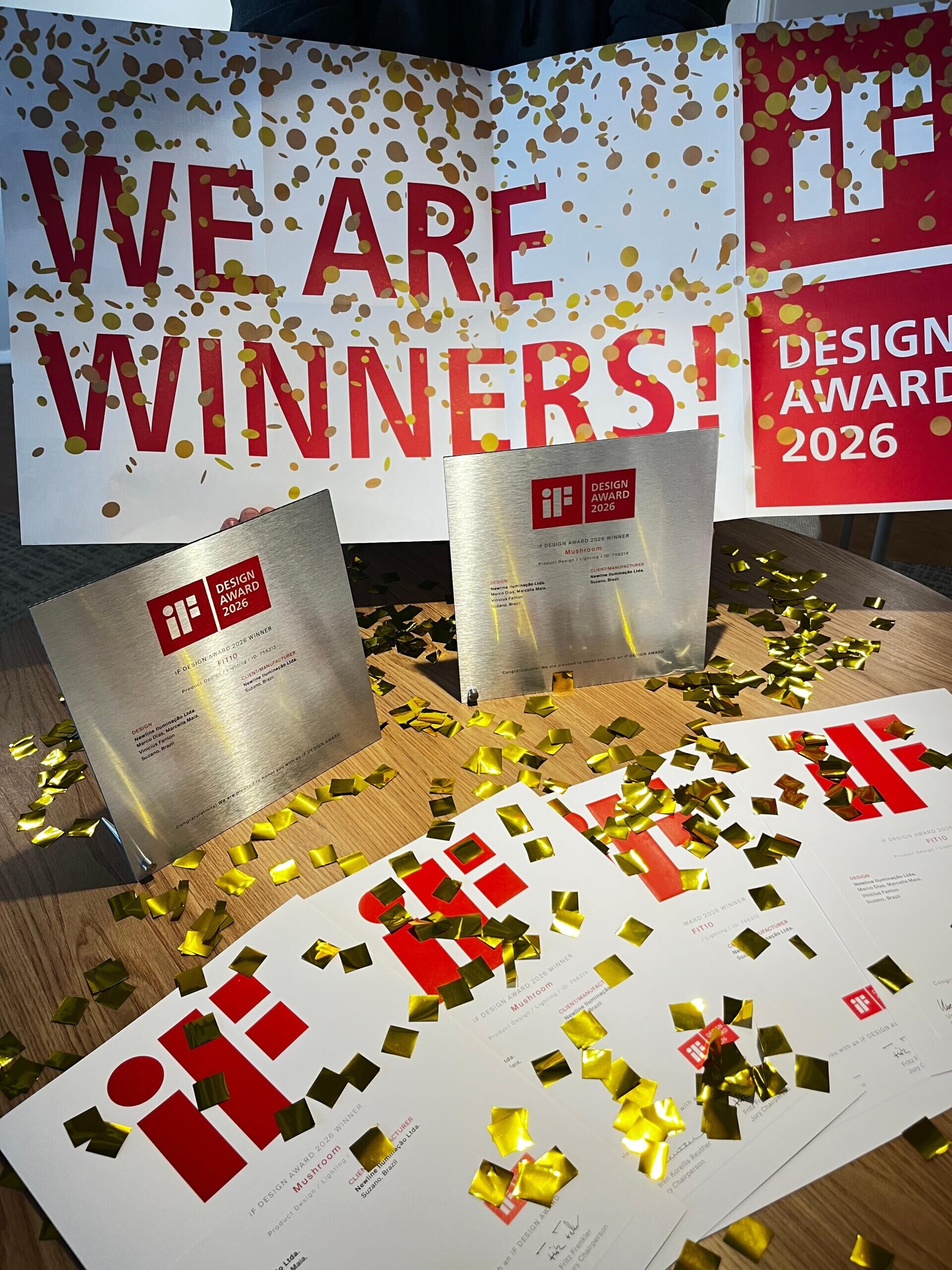 Imagem de premiação Design Award 2025 para o Grupo Newline