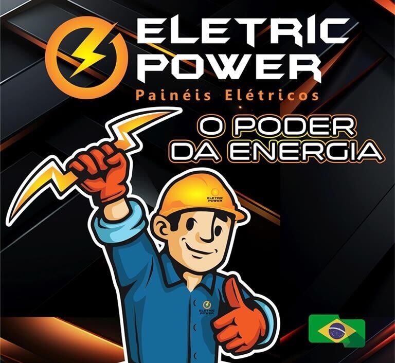 Mascote eletricista da Eletric Power com o lema O poder da energia