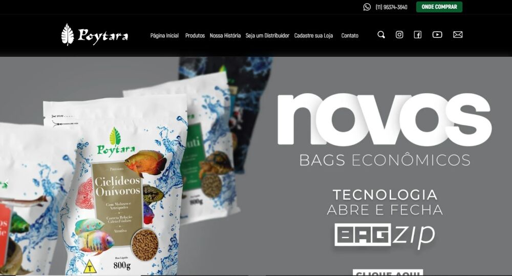 Página inicial do site Poytara, projeto da Eco Webdesign