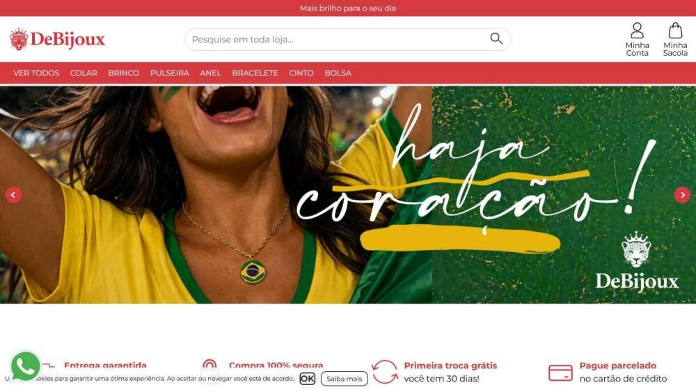 Página inicial da loja virtual Debijoux, projeto da Eco Webdesign