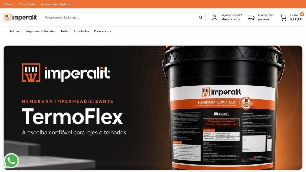 Página inicial da loja virtual Imperalit, projeto da Eco Webdesign