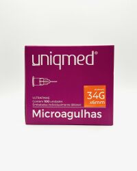 Imagem de Microagulha 34G 6mm Uniqmed - Caixa Com 100 Unidades
