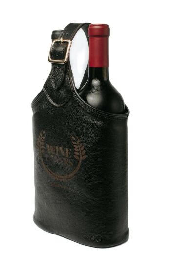 Imagem do produto PORTA-VINHOS EM COURO PRETO PARA DUAS GARRAFAS