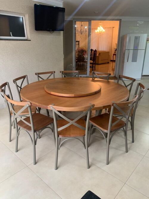 Imagem do produto Mesa Redonda Florença 190cm Base Alumínio com Cadeira Paris Aluminio