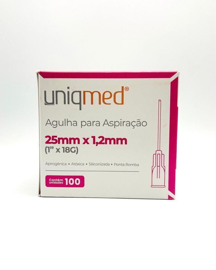 Imagem de Agulha para Aspiração 25mm X 1,2mm 18G Uniqmed - Caixa Com 100 Unidades