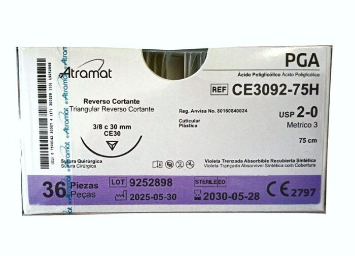 Imagem de CE3092-75H | Fio Sutura PGA 2-0 AG Triangular 3/8 30 mm
