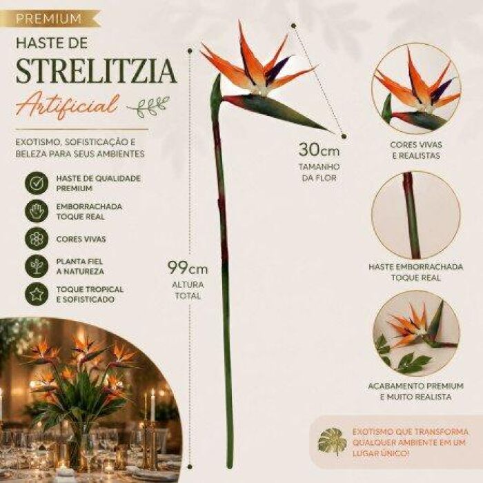 Imagem de Haste Strelítzia Premium Toque Real 99 cm