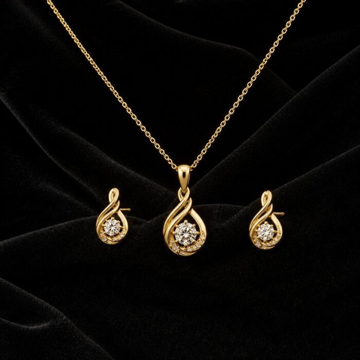 Imagem de Conjunto colar e pulseira dourados