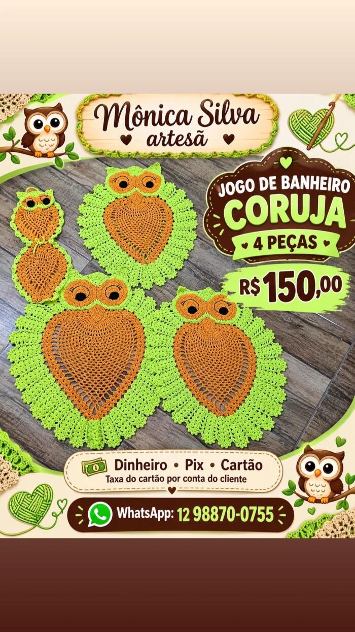 Imagem de Jogo de Banheiro Coruja 4 Peças