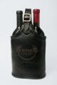 Imagem adicional 1 do item PORTA-VINHOS EM COURO PRETO PARA DUAS GARRAFAS