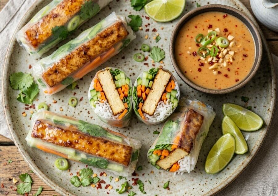 Imagem Leves-coloridos-e-recheados-com-tofu-marinado-e-legumes-crocantes
