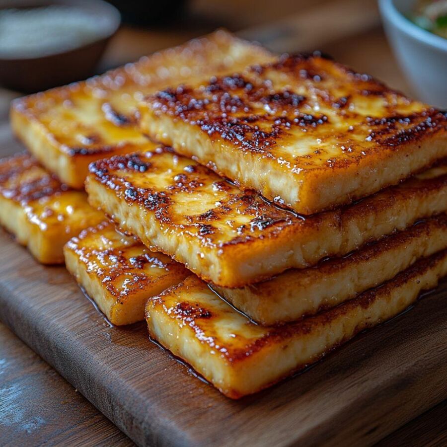 Image: Tofu baked in thin slices, light, crispy and irresistible.