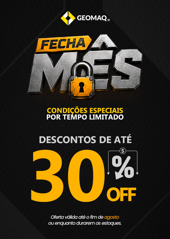 Banner Fecha Mês de Agosto Geomaq com condições especiais