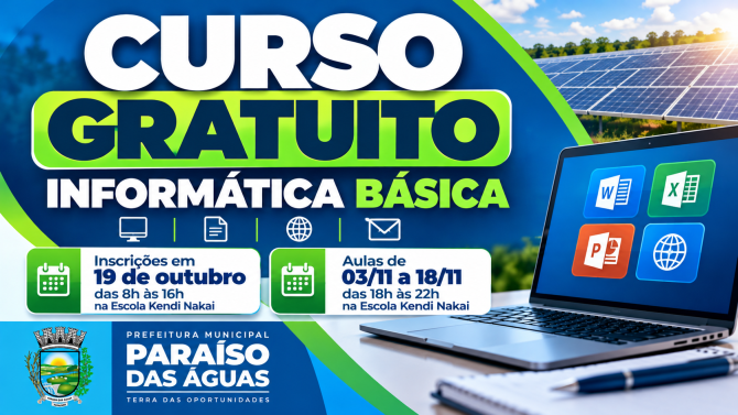 Imagem ilustrativa da matéria Paraíso das Águas oferece curso gratuito de informática e preparação para o primeiro emprego