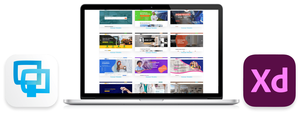 Todos os modelos são criados no Figma, com MVP e os agentes de IA mais modernos, de acordo com nossa experiência prévia em resultados. O website Inicial é criado com um modelo e usa o Interago.