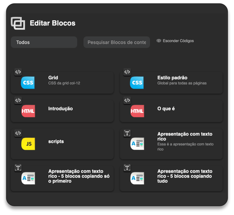 editar blocos