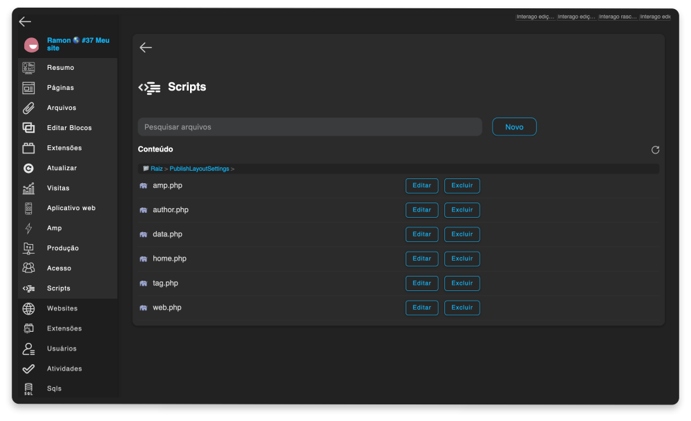 Scripts em PHP e JS em ambiente de teste e produção