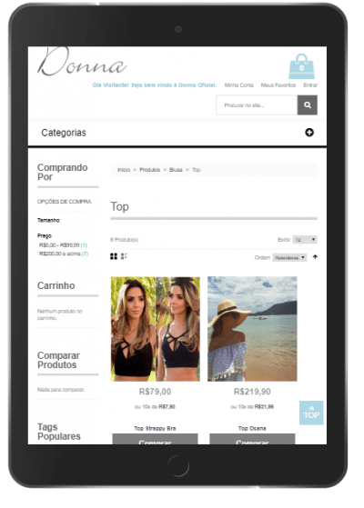 Cliente da Eco Webdesign - Donna Oficial versão Tablet