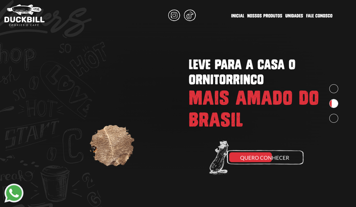 Home da loja virtual Duckbill, projeto da Eco Webdesign