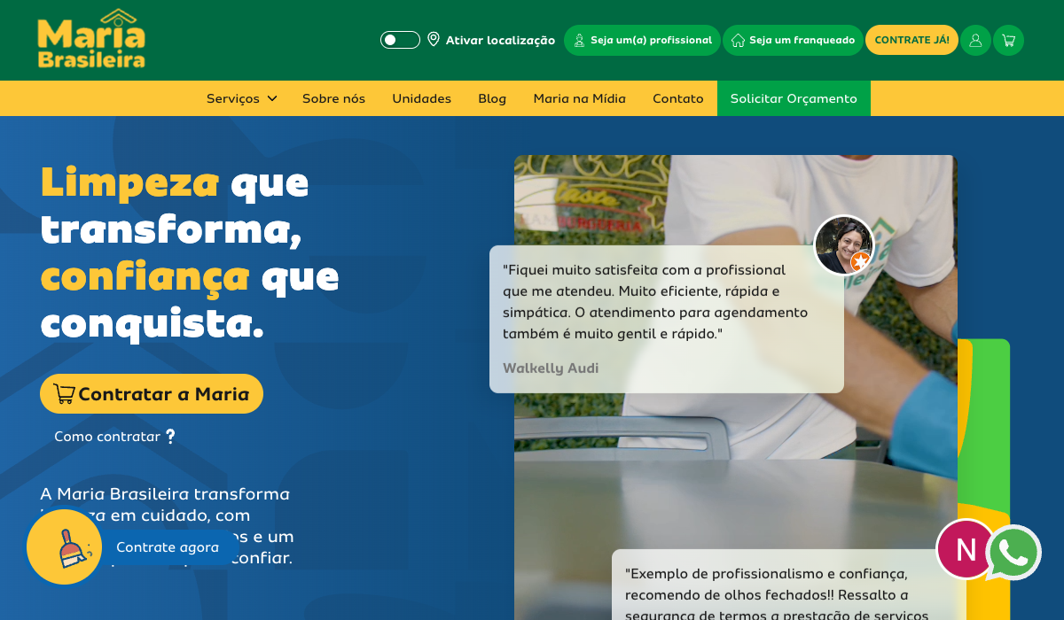 Home do site Maria Brasileira, projeto da Eco Webdesign