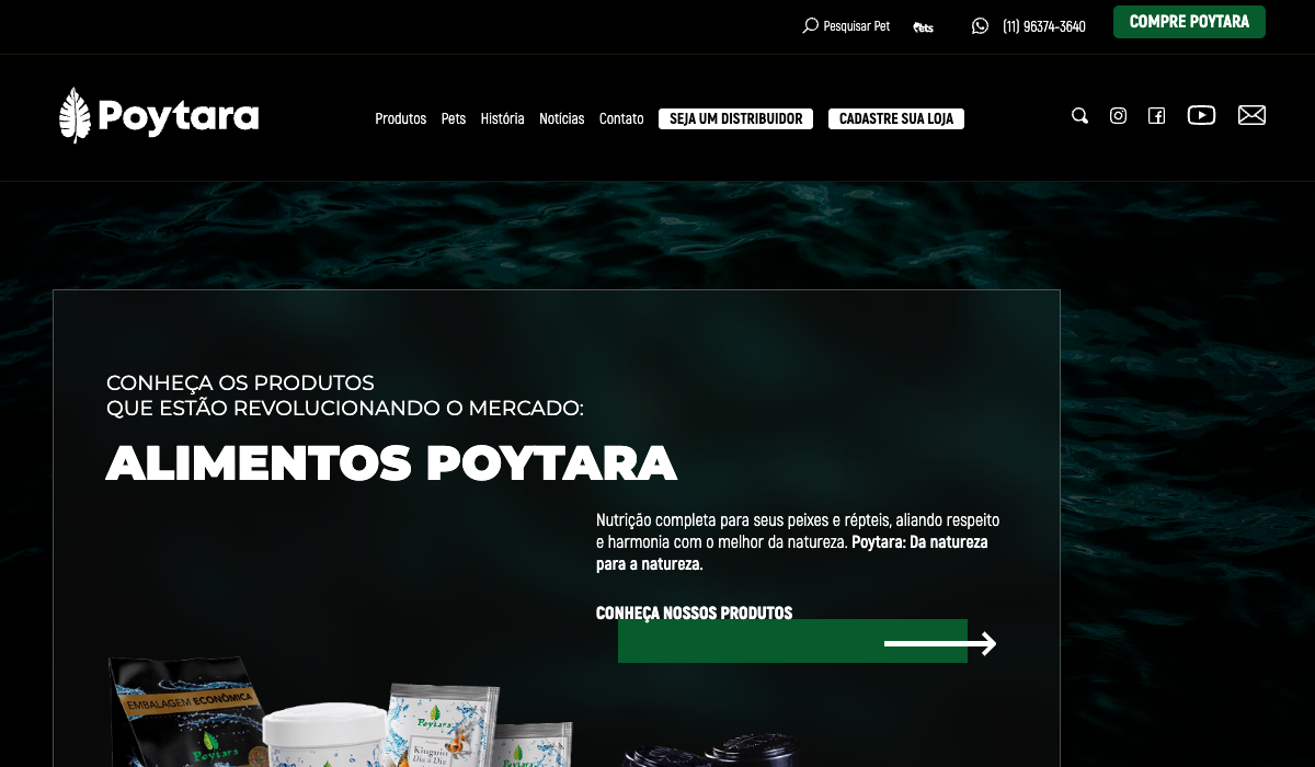 Home do site da Poytara, projeto da Eco Webdesign