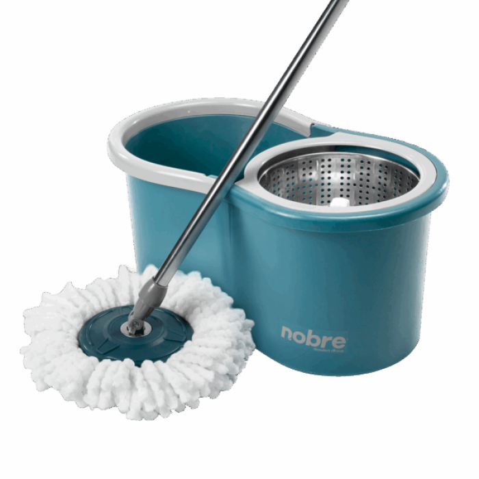 Imagem de Conjunto Mop Rotatório com Balde 13 L, Cesto Inox e 2 Refis – Nobre