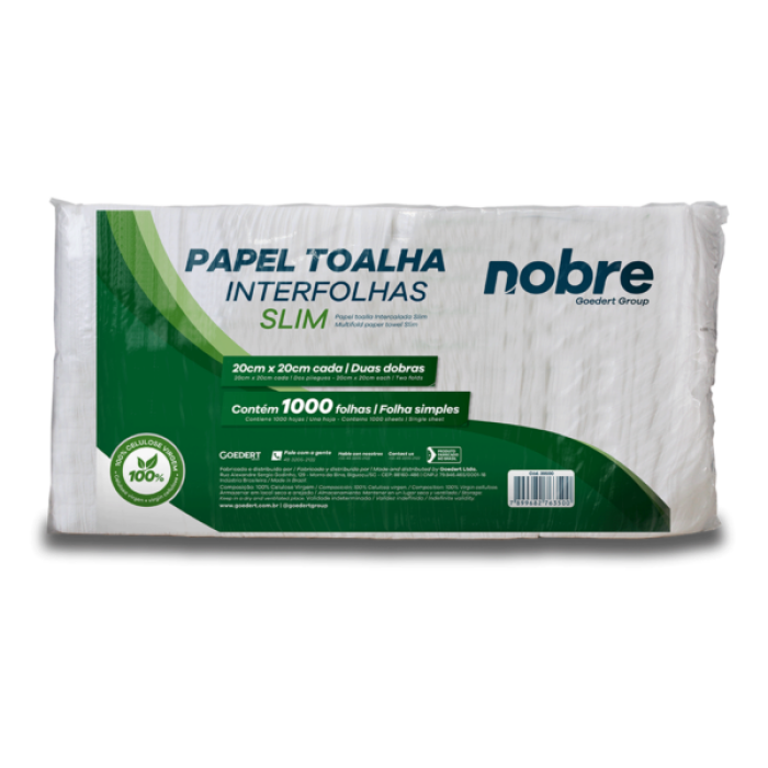 Imagem de Papel Toalha Interfolhado 20 x 20 cm 2 Dobras com 1.000 Folhas – Nobre