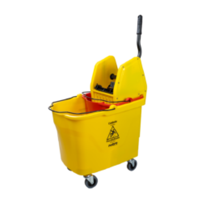 Imagem de Carro Balde Espremedor 35 L com Divisor de Água e Sistema Quebra-Onda Amarelo – Nobre